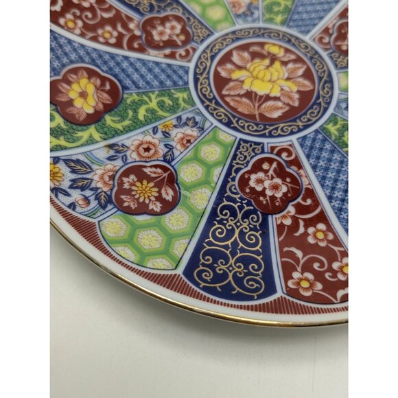 Japanese Imari Ware Decorative Plate Floral Geometric Design Collectors Item 6 1 - Picture 9 of 17